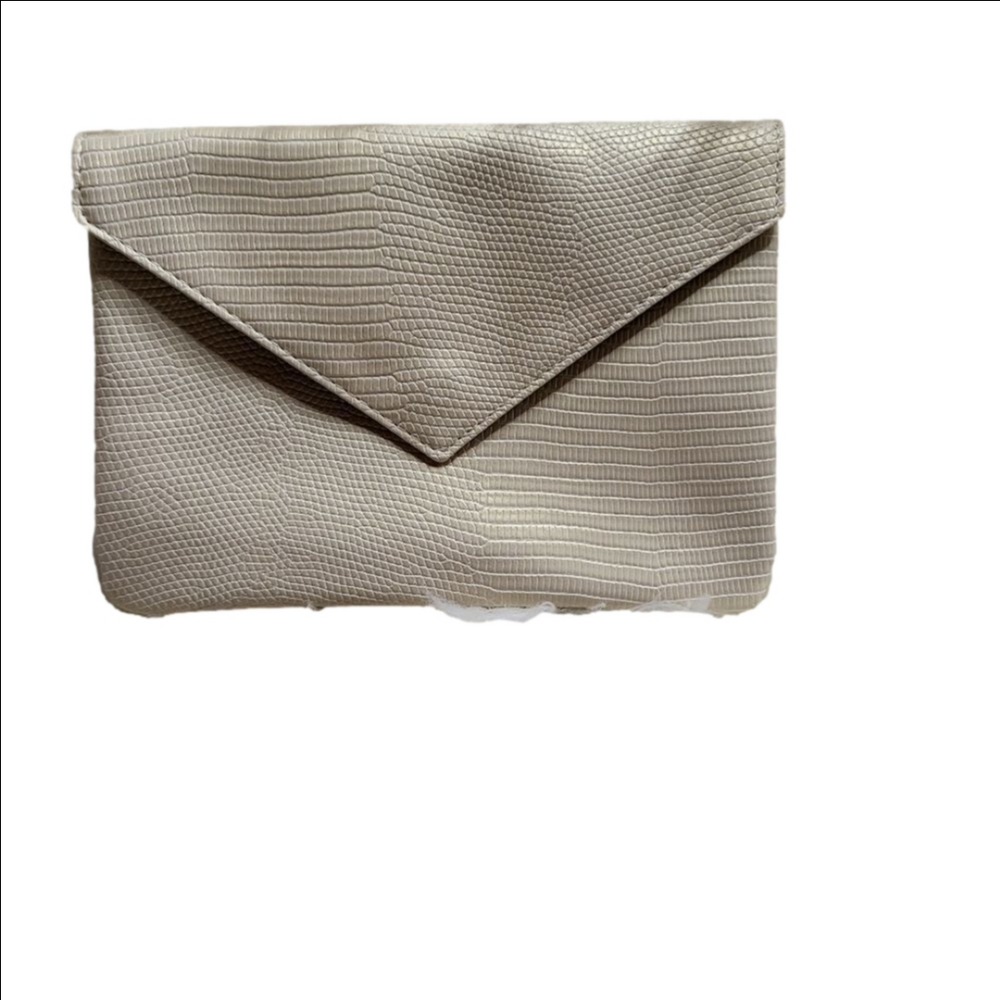 Ipsy Glam Bag Cream Envelope Style Faux Reptile Outdoors Cosmetics Bag
